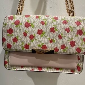 Michael Kors Red and Green Floral Shoulder Bag